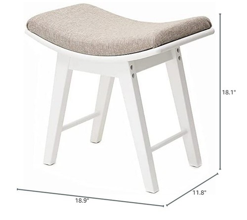 Vanity stool curved linen - stool,