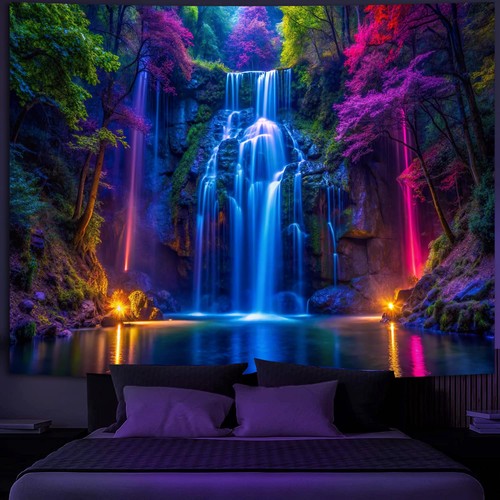 Blacklight waterfall tapestry - blacklight,
