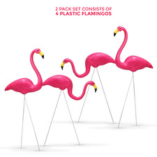 Garden Flamingo Pair Ornaments with Ground Spikes Decor Durable PE Weatherproof
