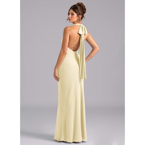 Azazie yellow twist halter - azazie,