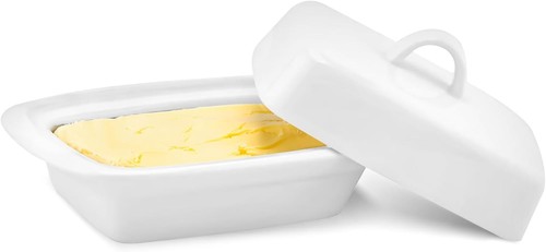 White porcelain ceramic butter - ceramic,