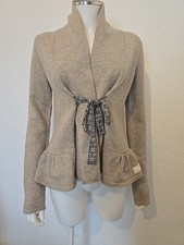 Odd Molly cream lambswool cardigan knit frilled detail UK S