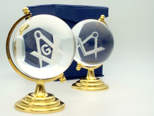 Masonic glass globe lasered - masonic,
