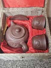 Yixing Zisha Clay Teapot Tea Set with Cups & Box Chinese Purple Clay