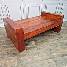 Rustic Chunky Solid Sheesham Wood Coffee Table – Brutalist Low Rectangular Form