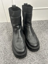 H&M black leather chunky