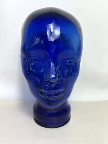 Vintage blue glass head - blue,