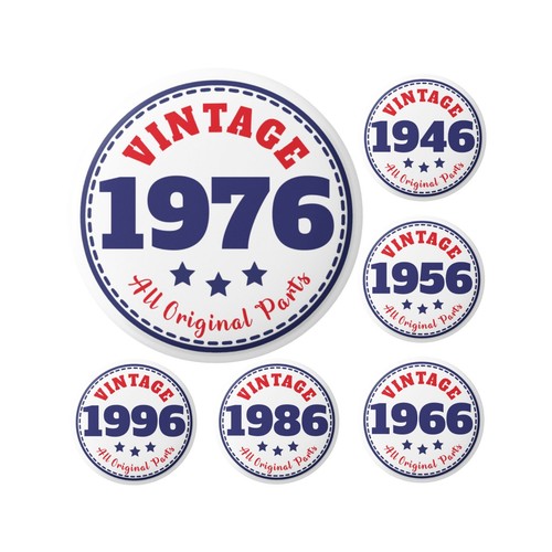 Vintage year birthday badge - year,