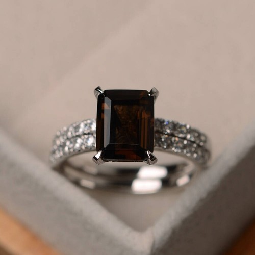 Natural smoky quartz ring 925 - natural,