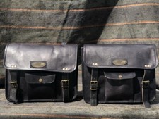 ZNew Leather Motorcycle Saddle Bags 13 Inch leather Side Pouch Panniers (2 bags)