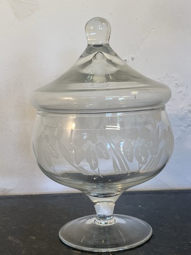 Iris etched glass pedestal - glass,
