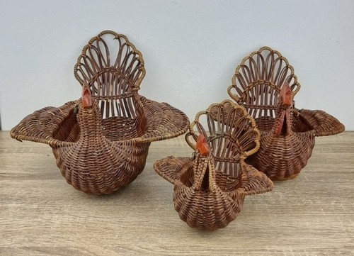 Wicker turkey baskets set 3 - turkey,