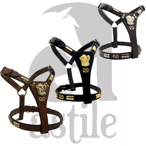 Leather studded dog harness - leather,