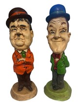 Vintage Chalkware LAUREL & HARDY Statues Figurines Large Sculptures 15-16” Tall