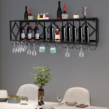 Wall Mounted Wine Rack Bottle Glass Holder Bar Accessory Storage Shelf Brand New