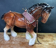 Vintage 1970's Shire Horse Ceramic Figurine Statue Ornament 8.5” Tall x 11” Long