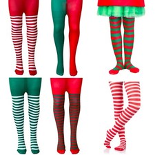 ADULTS / CHILDS LADIES GIRLS CHRISTMAS TIGHTS ELF AND SANTA FANCY DRESS COSTUME
