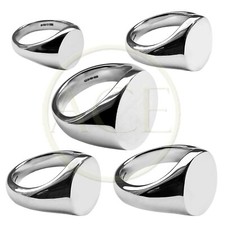 Bespoke Sterling Silver Oval Signet Rings Stamped 925 UK HM Large Medium Small