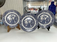 Set Of 3 English Ironstone Tableware EIT Blue Old Willow Side Plates 18cm