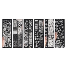 6 Pcs Nail Polish Stamps Kit Nail Metal Nail Stencils Stamping