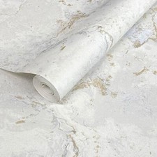 Metallic Marble WOW090 White Rock Texture World Of Wallpaper Luxe Collection
