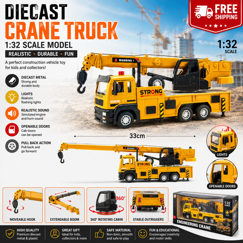Diecast crane truck toy - diecast,