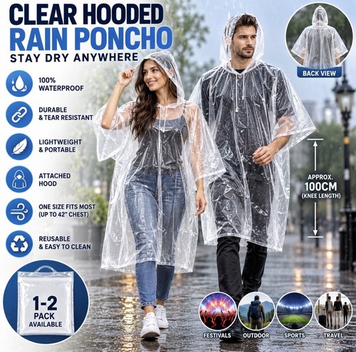 Pack clear hooded rain - clear,