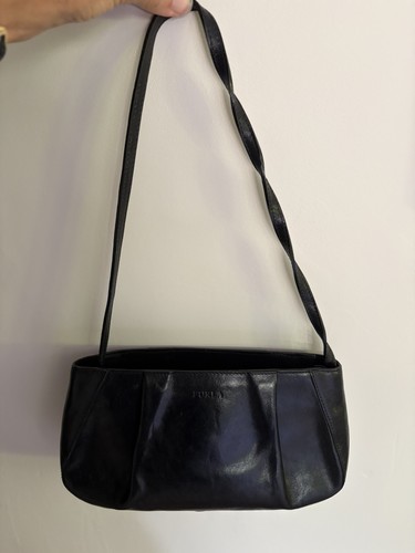 Black leather furla clutch - black, bag