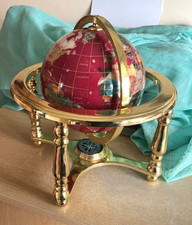 Osborne & Allen Ltd Red Ocean Table Top Gemstone Globe frame 25cmdiam globe 16cm