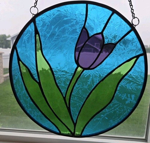 Vtg stained glass window - vtg, sun