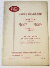VILLIERS 31A 9E 2L 31C Motorcycle Owners Handbook Dec 1959 #VEC 542