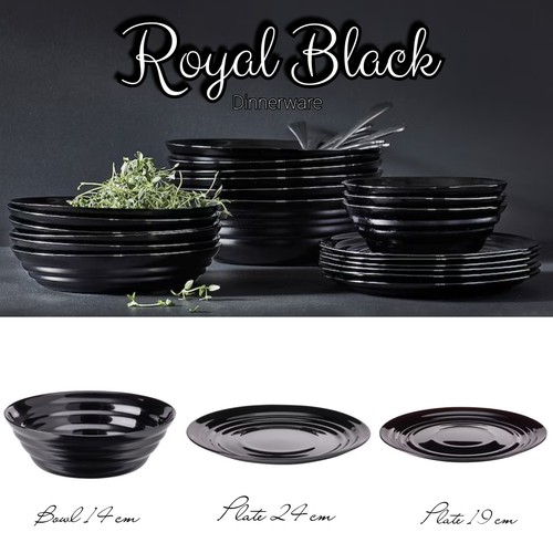 Black dinnerware bowl plates - black,