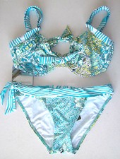 SUNSEEKER Australia Bikini - Size 8(F Cup) - Turquoise,White,Yellow & Green-BNWT