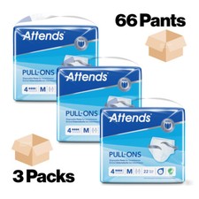 Adult Nappies Incontinence Pull up Pants ATTENDS 4M MEDIUM - 3 Packs of 22
