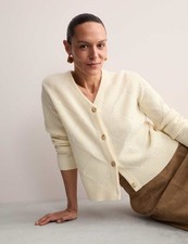 M&S - Jaeger Womens White Wool V-Neck Long sleeved Women Cardigan