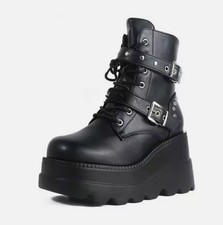 Womens Goth Biker Punk Ankle