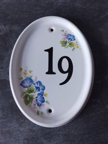 Oval ceramic house number - ceramic,