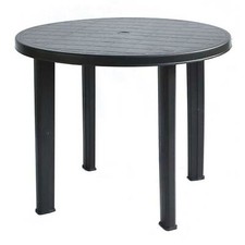 89cm Outdoor Patio Round Black Anthracite Plastic Garden Dining Table Furniture