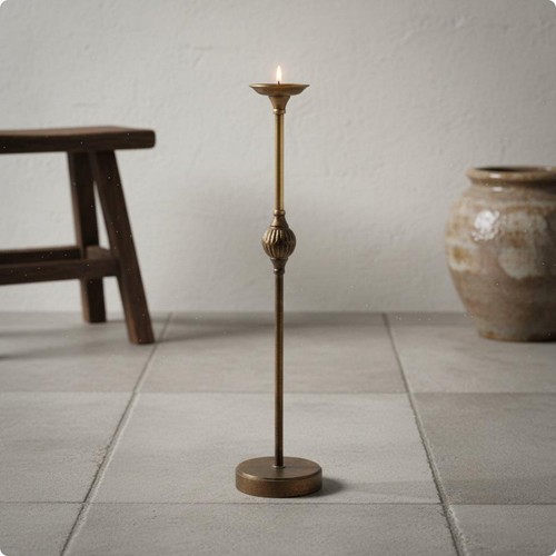 Metal floor candle stand - metal,