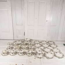 1920s Melba China Tea Set Purple Floral Gold Trim England 38 Pc