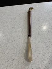 Vintage Brass & Oak Dog Shoe Horn