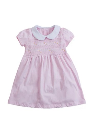 Girls smocked dress pink short - girls,