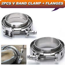 2X 3 inch 76mm V Band Vband Clamp Stainless Steel Flange Turbo Exhaust Downpipe