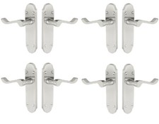 Satin Chrome door handle pack of 4 (pairs)  includes screws and spindles