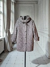 Peng Xin Wool Mix Coat Knee Length Mid Grey/Pastel Pink Teal Lining uk 8 Ex Con