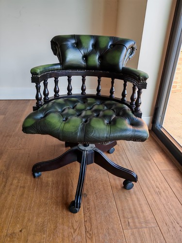 Vintage green leather captain - leather,