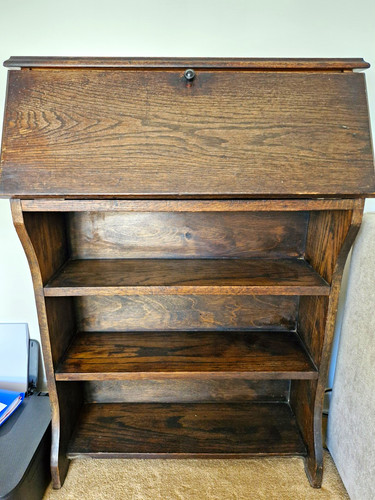 Narrow antique oak bureau - narrow,