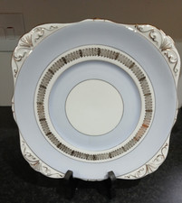 Vintage Royal Grafton Bone China Cake Sandwich Biscuit Plate Pale Blue Gilt VGC