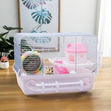 Large Hamster Cage Small Animal Cage for Gerbil Mouse with Exercise Wheels Tube