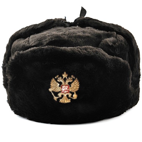 Ushanka russian hat black made - russian,